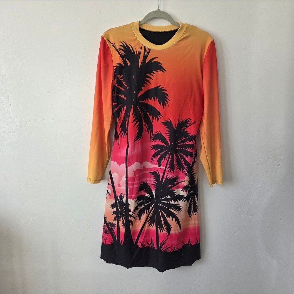 Scuba Dress Beach Pool Swimdress Thick Modest Swimwear Padded Vacation Palm L